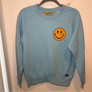 Aviator Nation Smiley Face Crewneck Light Blue Size Extra Small